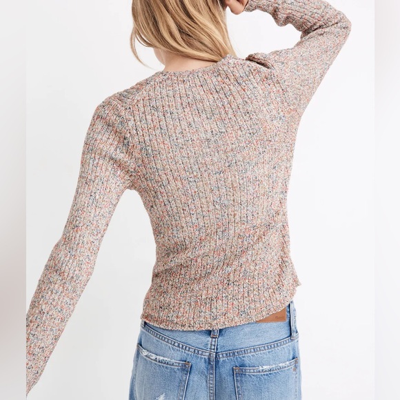 Madewell Marled Shrunken Ribbed Cardigan Sweater - Picture 2 of 7